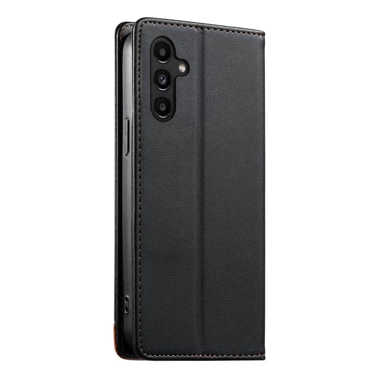 For Galaxy A14 Dierfeng Splicing Strong Magnetic RFID Vegan Leather Phone Case