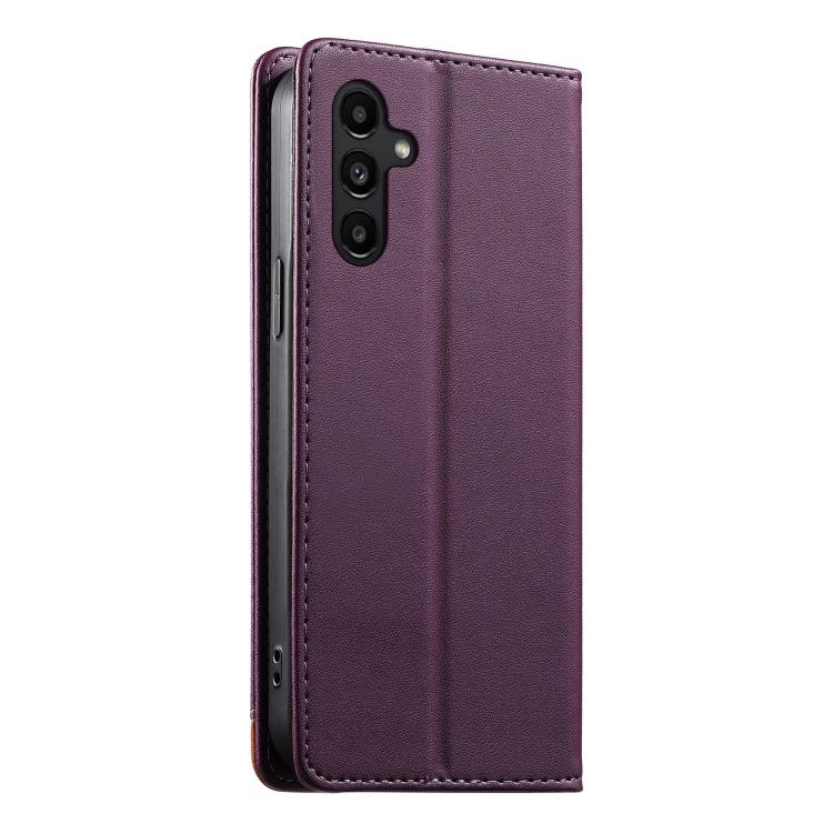For Galaxy A14 Dierfeng Splicing Strong Magnetic RFID Vegan Leather Phone Case