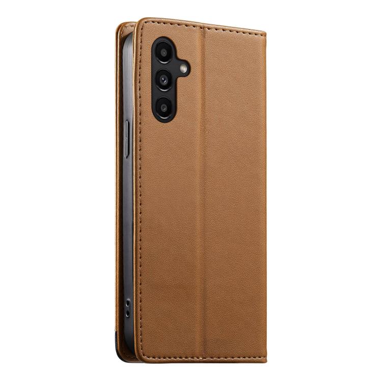 For Galaxy A14 Dierfeng Splicing Strong Magnetic RFID Vegan Leather Phone Case