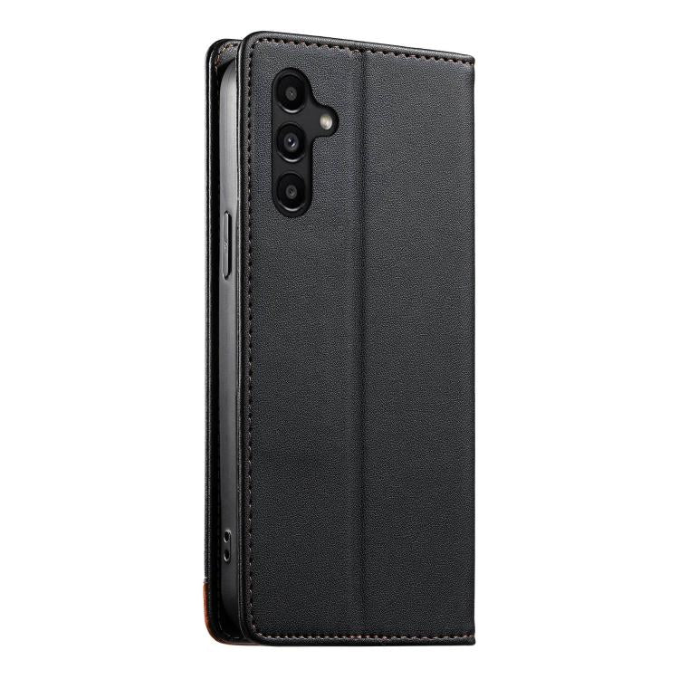 For Galaxy A15 Dierfeng Splicing Strong Magnetic RFID Vegan Leather Phone Case