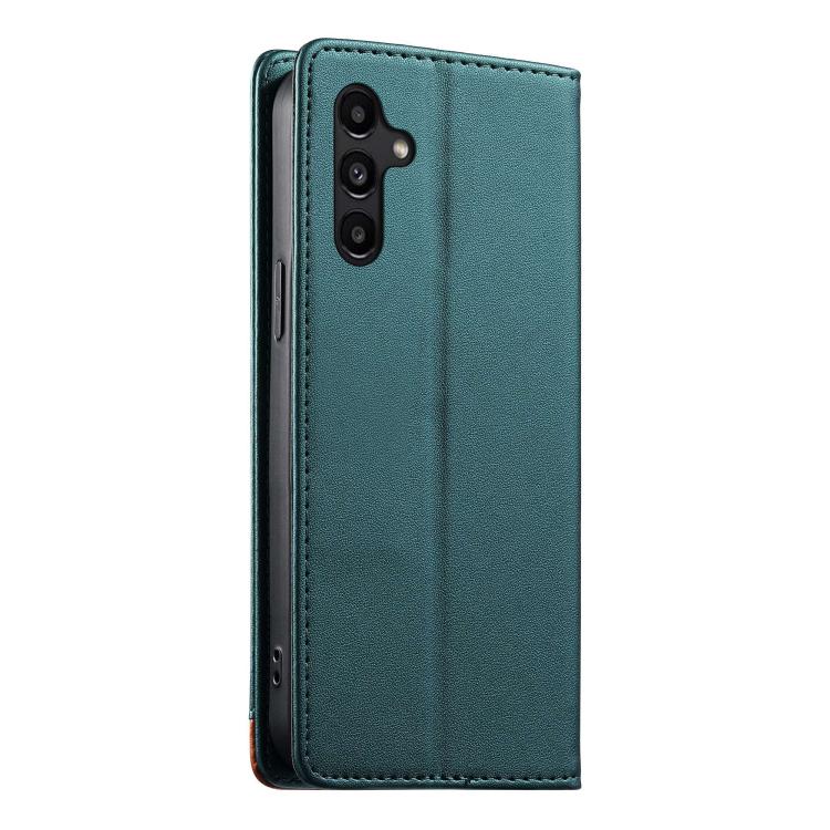 For Galaxy A15 Dierfeng Splicing Strong Magnetic RFID Vegan Leather Phone Case