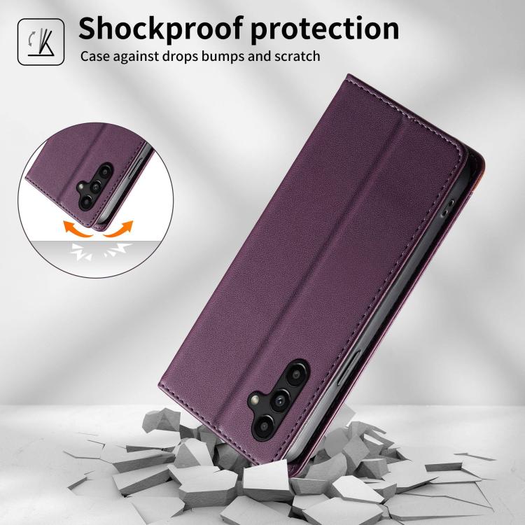 For Galaxy A15 Dierfeng Splicing Strong Magnetic RFID Vegan Leather Phone Case