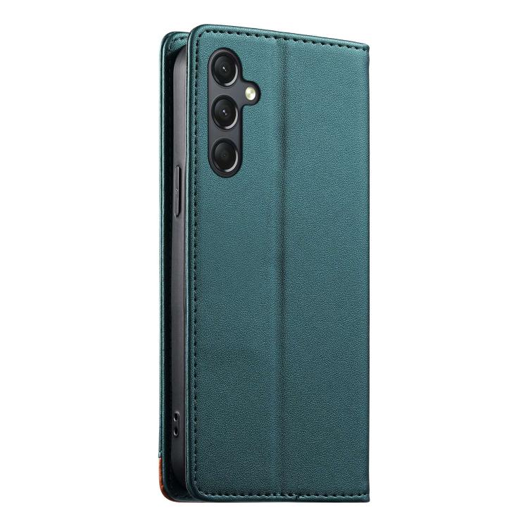 For Galaxy A24 4G Dierfeng Splicing Strong Magnetic RFID Vegan Leather Phone Case
