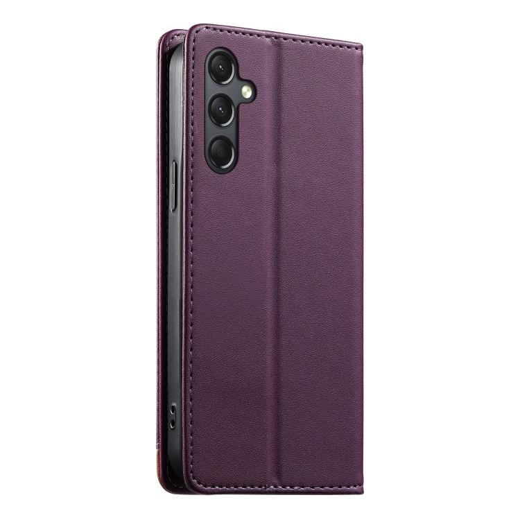 For Galaxy A24 4G Dierfeng Splicing Strong Magnetic RFID Vegan Leather Phone Case