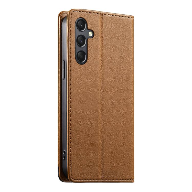 For Galaxy A24 4G Dierfeng Splicing Strong Magnetic RFID Vegan Leather Phone Case