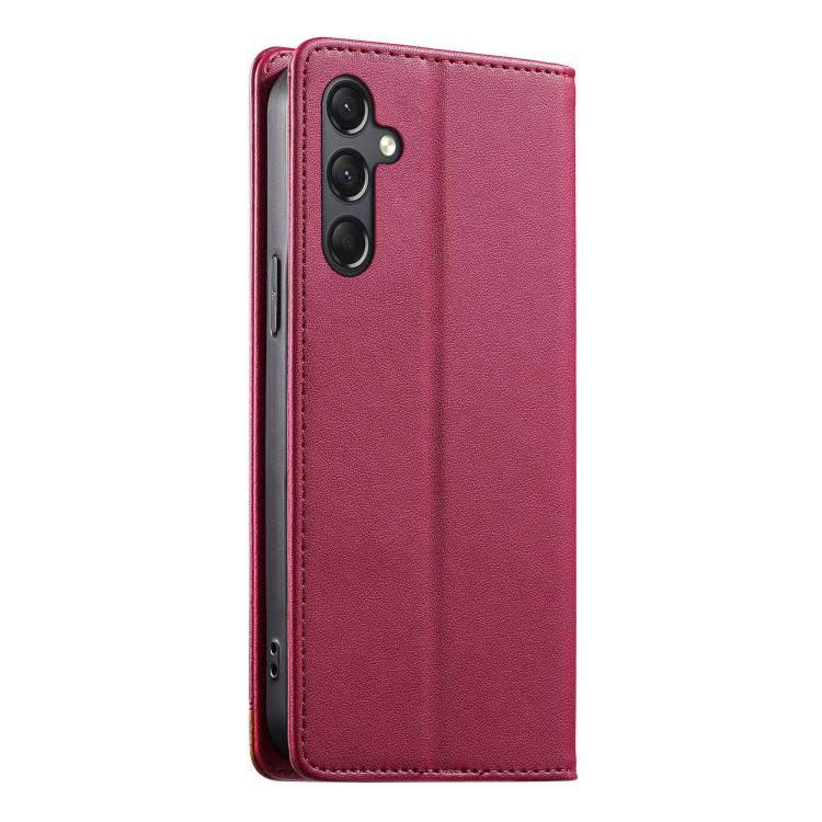 For Galaxy A24 4G Dierfeng Splicing Strong Magnetic RFID Vegan Leather Phone Case
