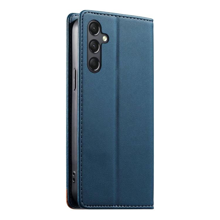 For Galaxy A24 4G Dierfeng Splicing Strong Magnetic RFID Vegan Leather Phone Case