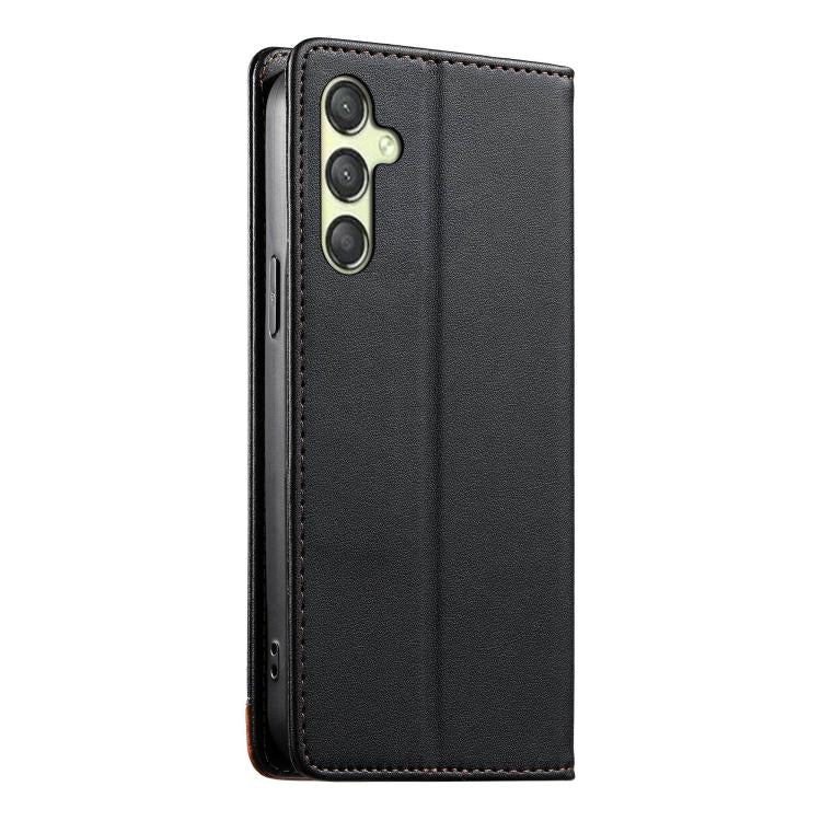 For Galaxy A25 5G Dierfeng Splicing Strong Magnetic RFID Vegan Leather Phone Case