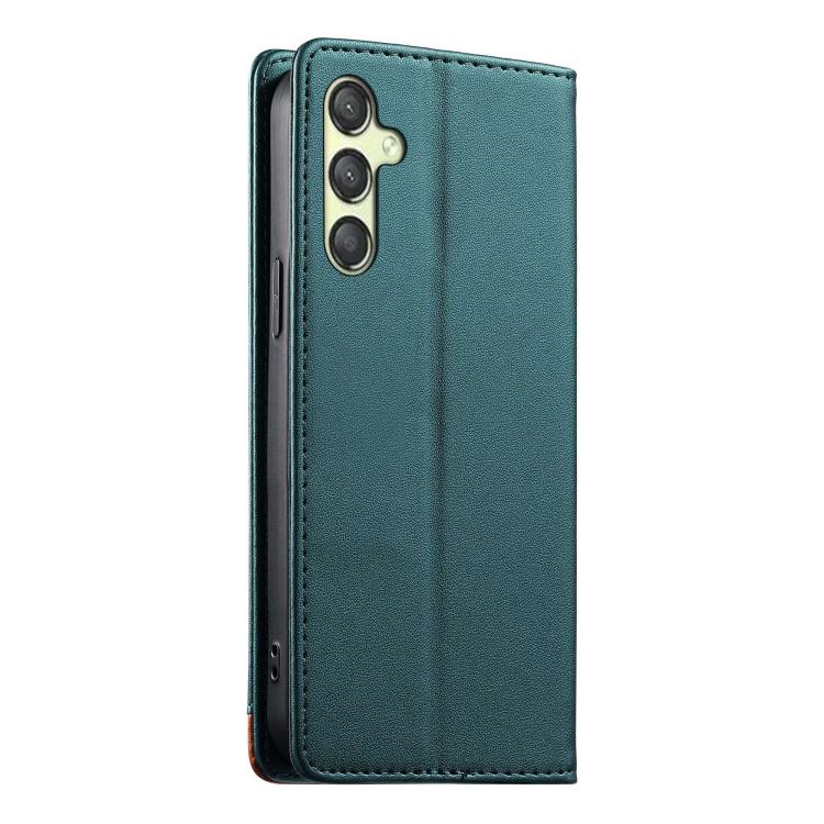 For Galaxy A25 5G Dierfeng Splicing Strong Magnetic RFID Vegan Leather Phone Case