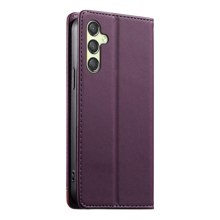 For Galaxy A25 5G Dierfeng Splicing Strong Magnetic RFID Vegan Leather Phone Case