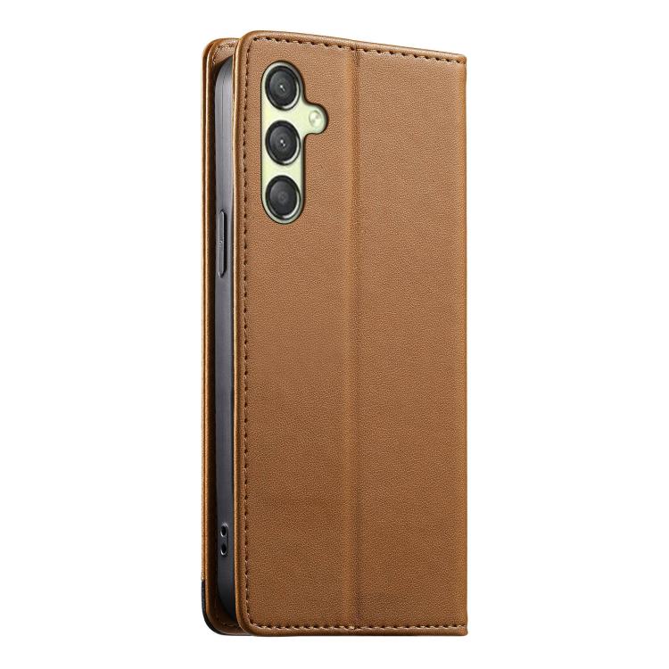 For Galaxy A25 5G Dierfeng Splicing Strong Magnetic RFID Vegan Leather Phone Case