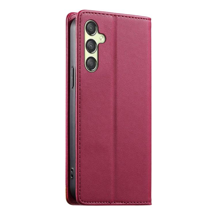 For Galaxy A25 5G Dierfeng Splicing Strong Magnetic RFID Vegan Leather Phone Case