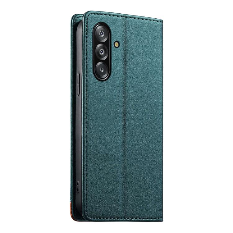 For Galaxy A26 5G Dierfeng Splicing Strong Magnetic RFID Vegan Leather Phone Case