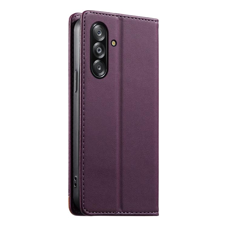 For Galaxy A26 5G Dierfeng Splicing Strong Magnetic RFID Vegan Leather Phone Case