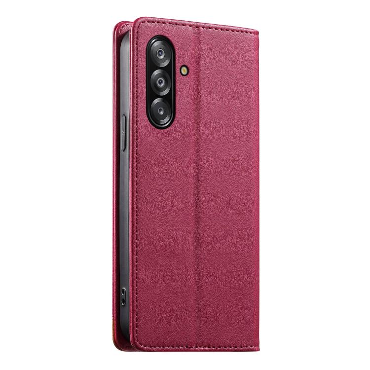 For Galaxy A26 5G Dierfeng Splicing Strong Magnetic RFID Vegan Leather Phone Case