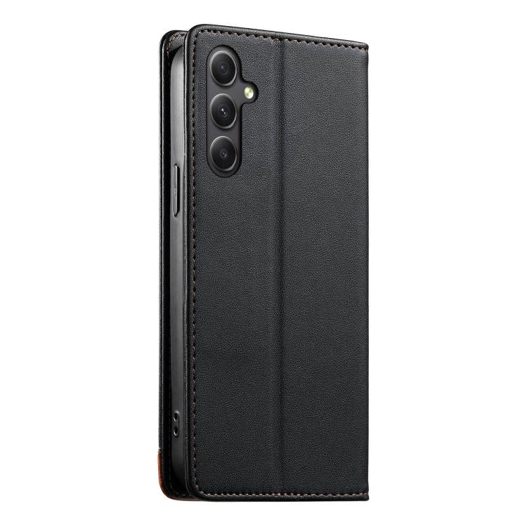 For Galaxy A34 5G Dierfeng Splicing Strong Magnetic RFID Vegan Leather Phone Case
