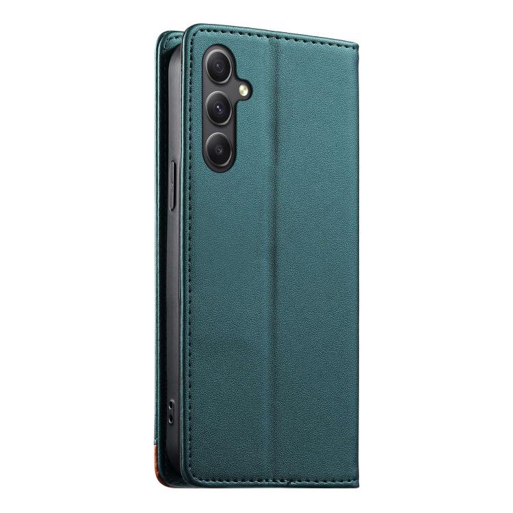 For Galaxy A34 5G Dierfeng Splicing Strong Magnetic RFID Vegan Leather Phone Case