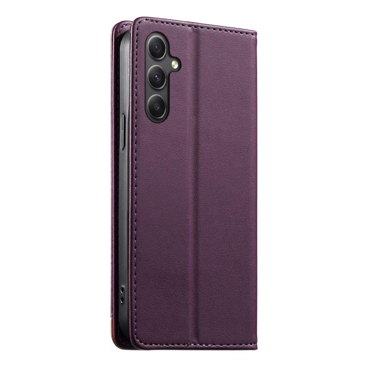 For Galaxy A34 5G Dierfeng Splicing Strong Magnetic RFID Vegan Leather Phone Case