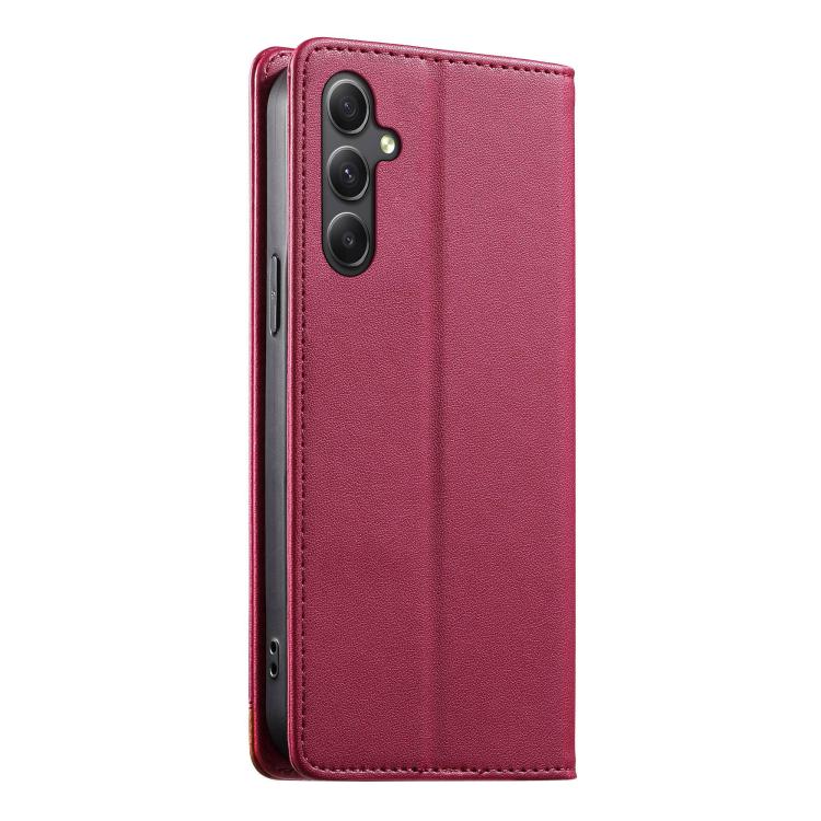 For Galaxy A34 5G Dierfeng Splicing Strong Magnetic RFID Vegan Leather Phone Case