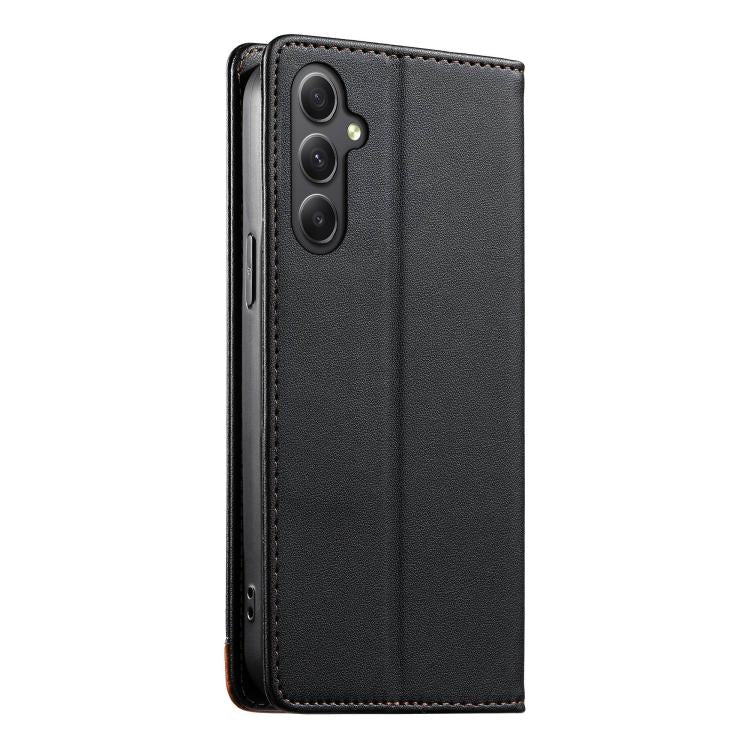 For Galaxy A35 5G Dierfeng Splicing Strong Magnetic RFID Vegan Leather Phone Case