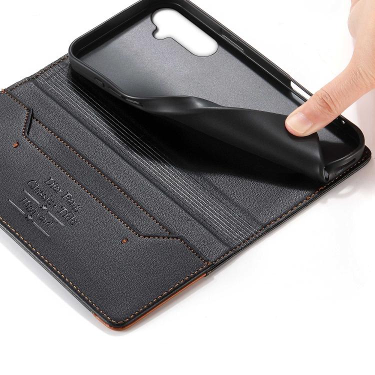 For Galaxy A35 5G Dierfeng Splicing Strong Magnetic RFID Vegan Leather Phone Case