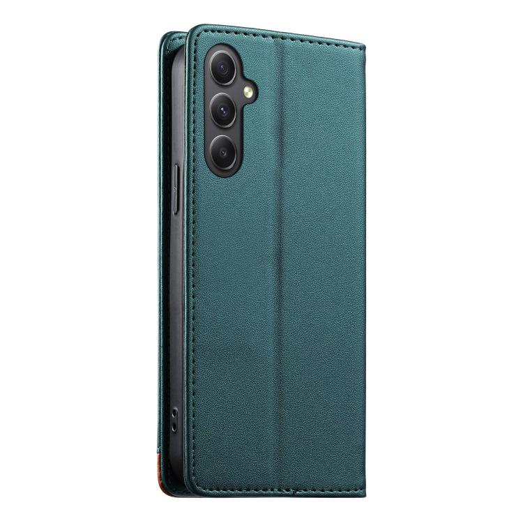 For Galaxy A35 5G Dierfeng Splicing Strong Magnetic RFID Vegan Leather Phone Case