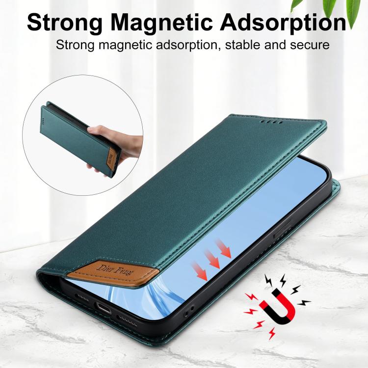 For Galaxy A35 5G Dierfeng Splicing Strong Magnetic RFID Vegan Leather Phone Case