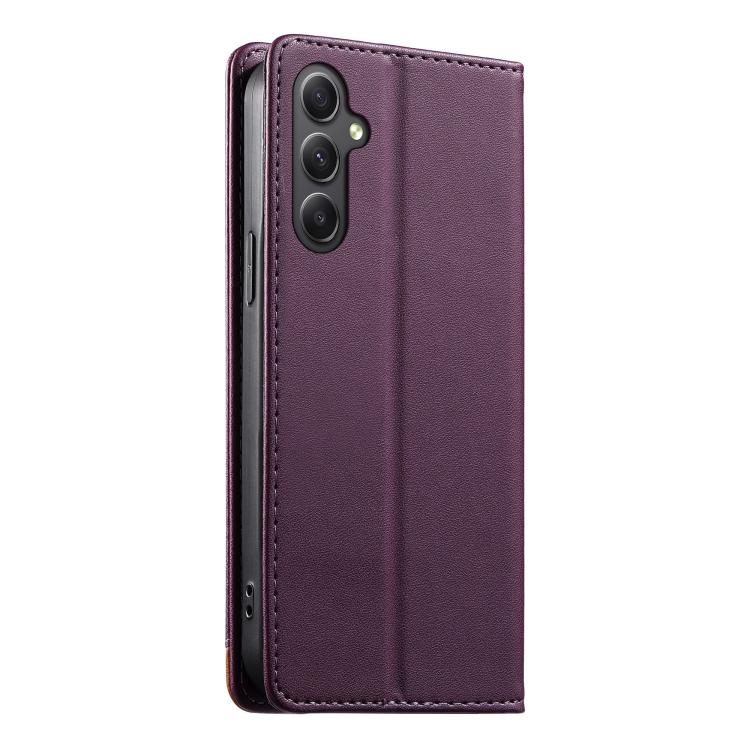 For Galaxy A35 5G Dierfeng Splicing Strong Magnetic RFID Vegan Leather Phone Case