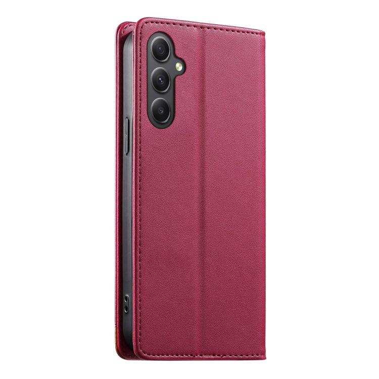 For Galaxy A35 5G Dierfeng Splicing Strong Magnetic RFID Vegan Leather Phone Case