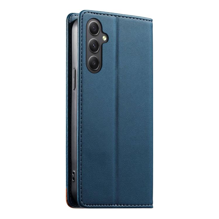 For Galaxy A35 5G Dierfeng Splicing Strong Magnetic RFID Vegan Leather Phone Case
