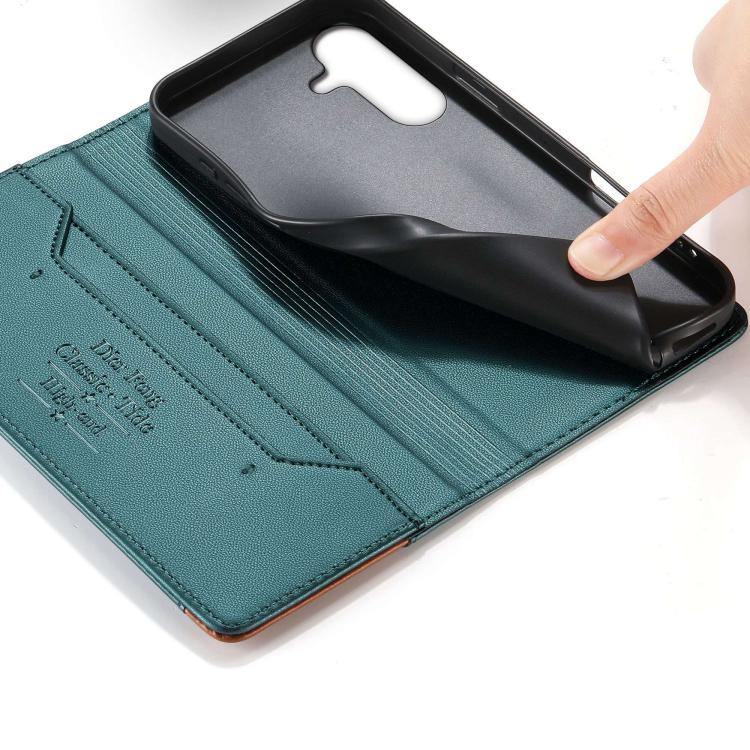 For Galaxy A36 5G Dierfeng Splicing Strong Magnetic RFID Vegan Leather Phone Case