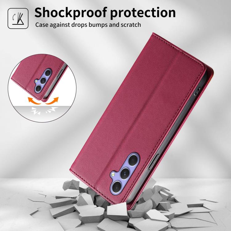 For Galaxy A54 5G Dierfeng Splicing Strong Magnetic RFID Vegan Leather Phone Case