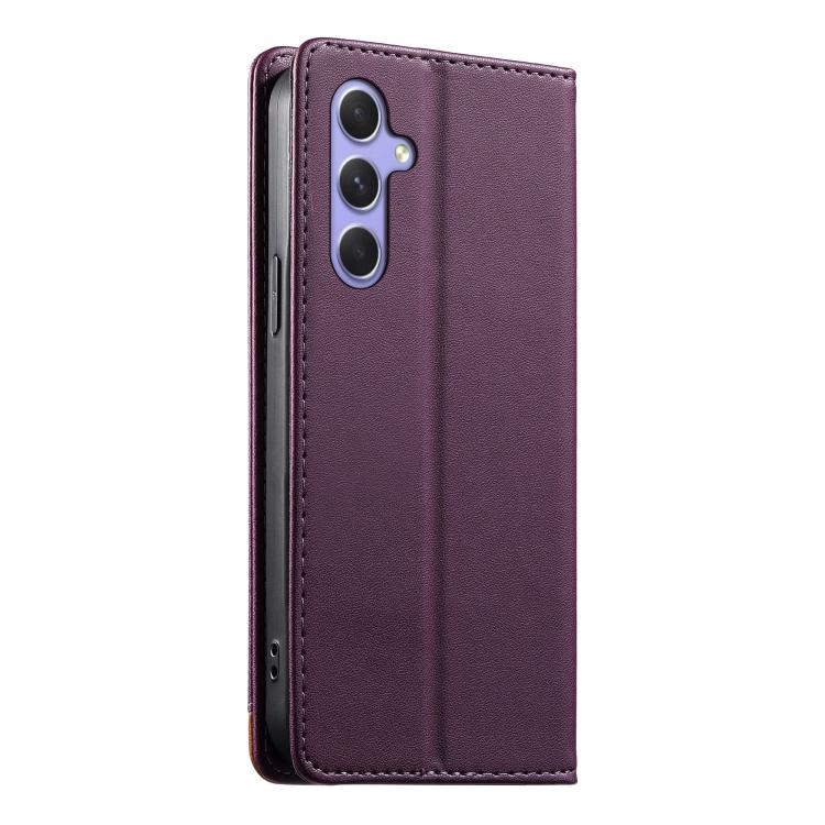For Galaxy A55 5G Dierfeng Splicing Strong Magnetic RFID Vegan Leather Phone Case