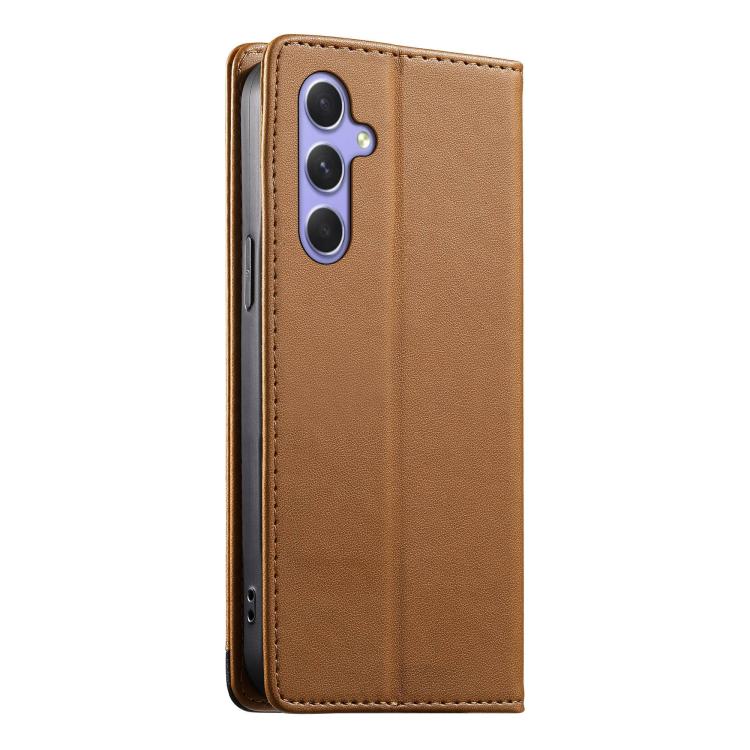 For Galaxy A55 5G Dierfeng Splicing Strong Magnetic RFID Vegan Leather Phone Case