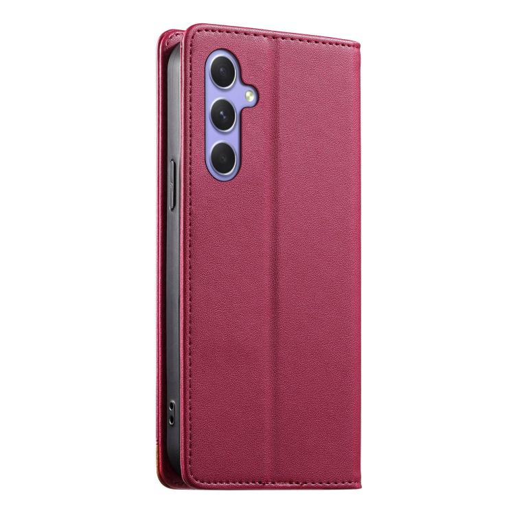 For Galaxy A55 5G Dierfeng Splicing Strong Magnetic RFID Vegan Leather Phone Case
