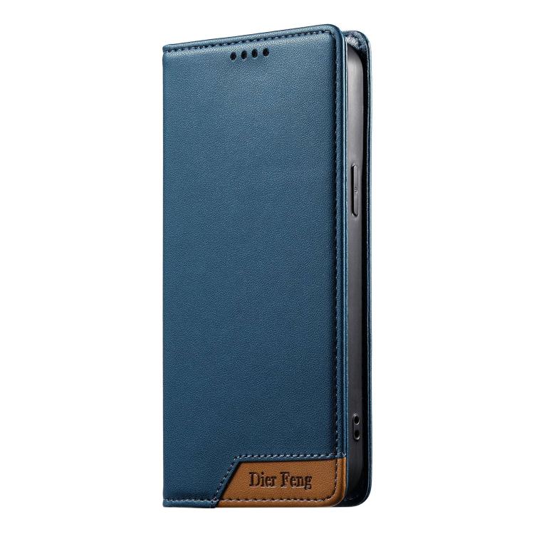 For Galaxy A55 5G Dierfeng Splicing Strong Magnetic RFID Vegan Leather Phone Case