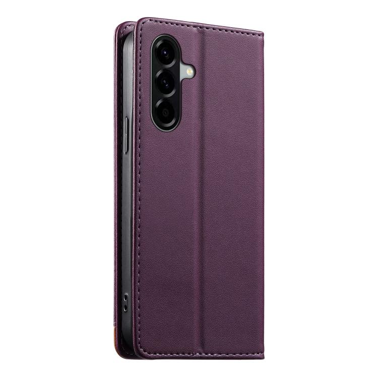 For Galaxy A56 5G Dierfeng Splicing Strong Magnetic RFID Vegan Leather Phone Case