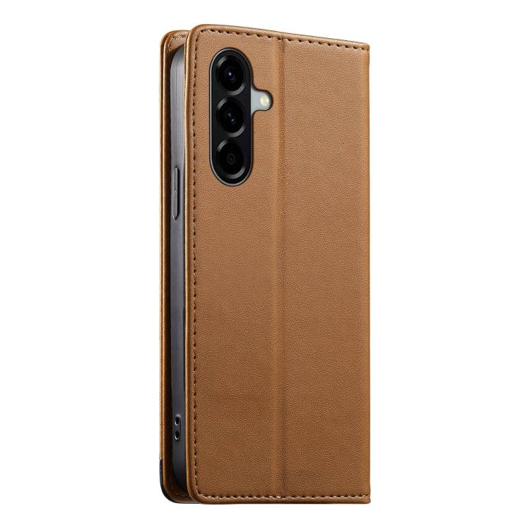 For Galaxy A56 5G Dierfeng Splicing Strong Magnetic RFID Vegan Leather Phone Case