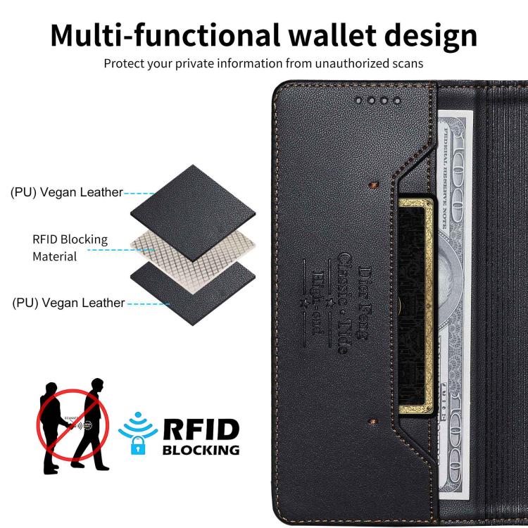For Galaxy A57 5G Dierfeng Splicing Strong Magnetic RFID Vegan Leather Phone Case