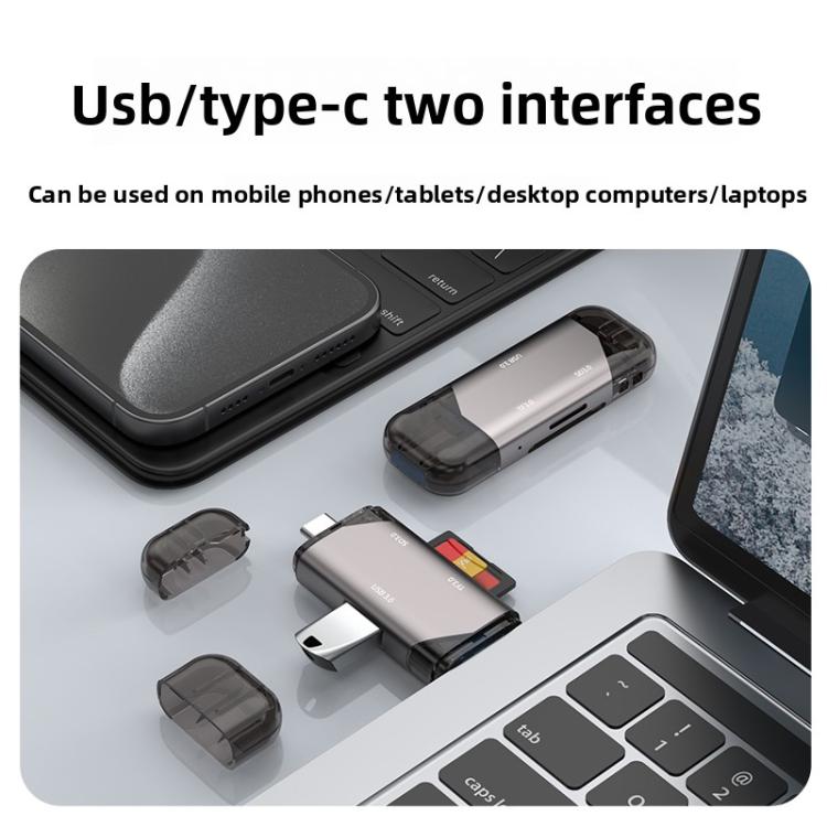 5 in 1 USB3.0 Multi-functional High-speed Card Reader - Grey