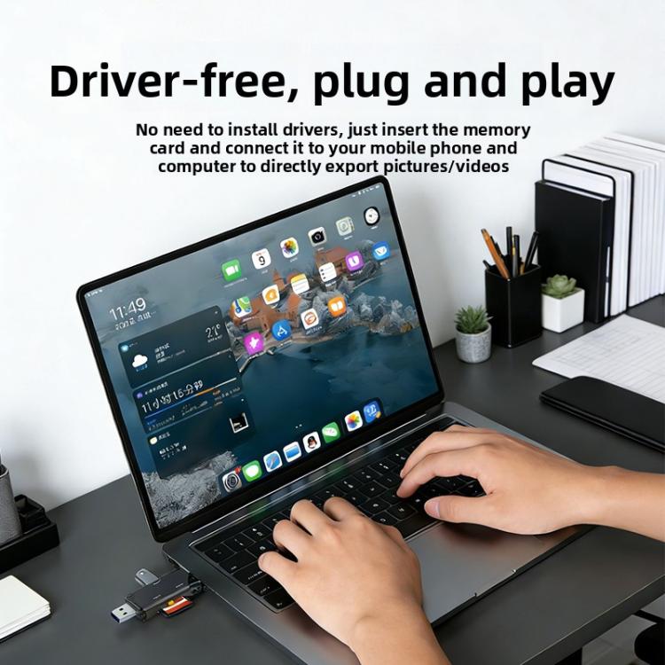 5 in 1 USB3.0 Multi-functional High-speed Card Reader - Grey