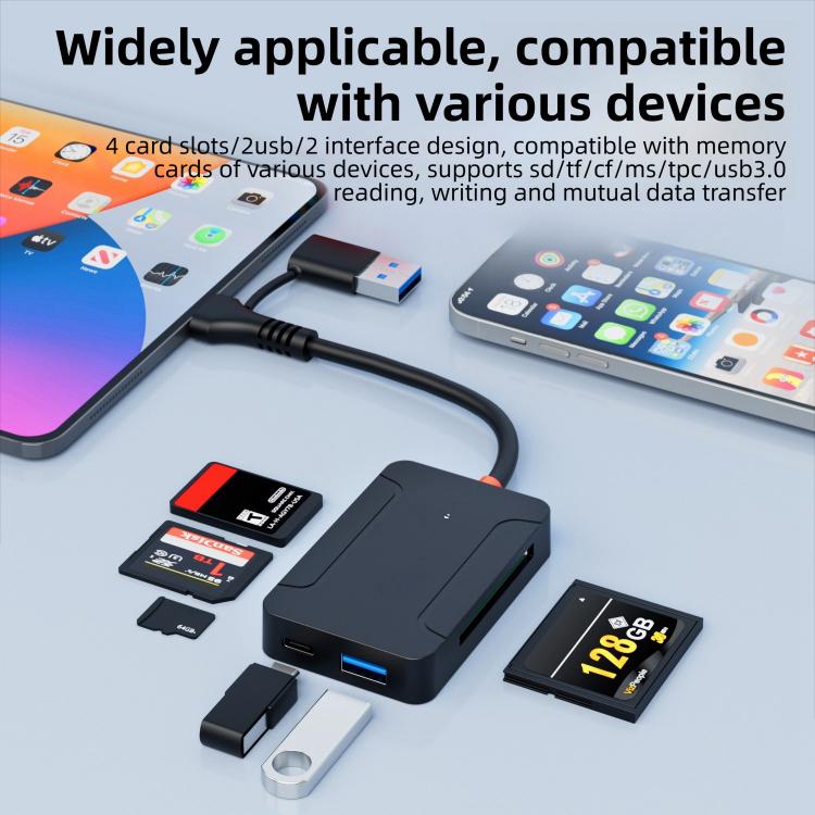 8 in 1 Multi-functional High-speed Card Reader - Black