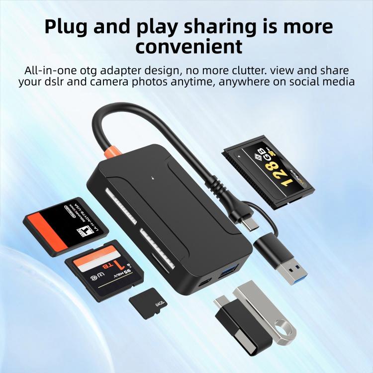 8 in 1 Multi-functional High-speed Card Reader - Black
