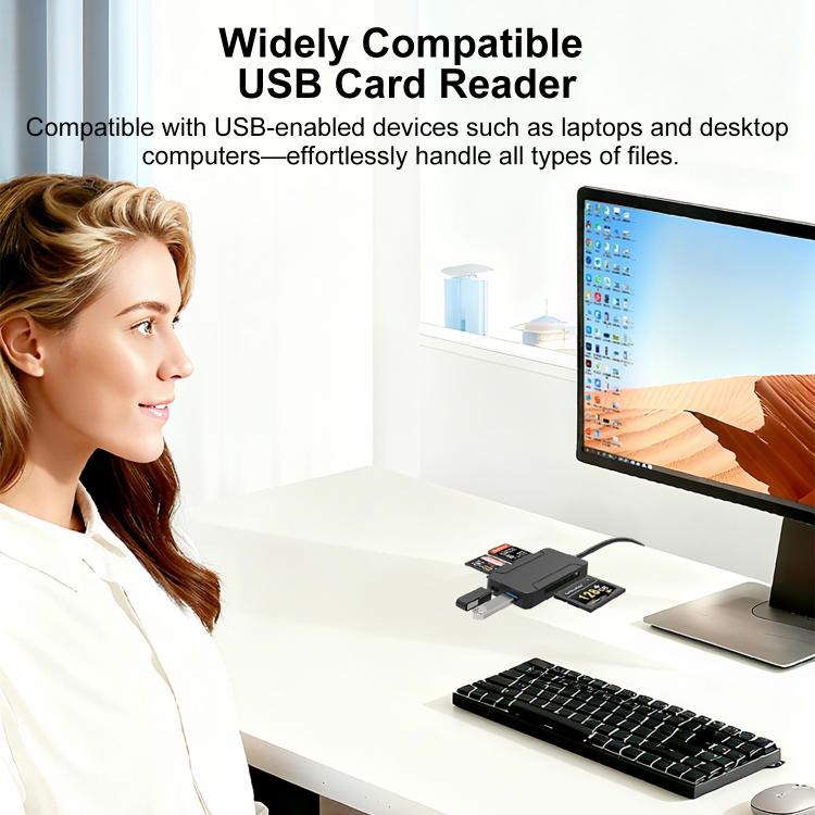 8 in 1 Multi-functional High-speed Card Reader - Black