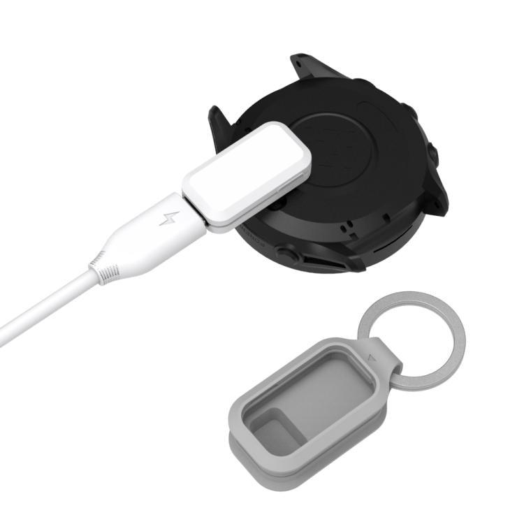 For Garmin Fenix 8 / 7 / 6 / 5 Smart Watch USB-C / Type-C Port Charging Adapter and Adapter Protective Case Set - White
