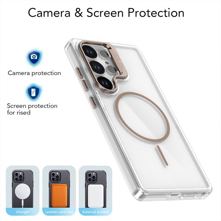 For Samsung Galaxy S26 Ultra 5G Bright Color Clear MagSafe Lens Frame Holder Phone Case