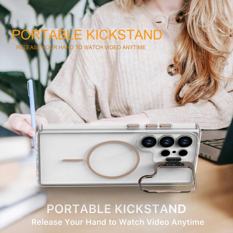 For Samsung Galaxy S26 Ultra 5G Bright Color Clear MagSafe Lens Frame Holder Phone Case