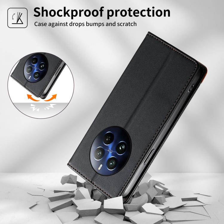 For Realme 12 Pro 5G / 12 Pro+ 5G Dierfeng Splicing Strong Magnetic RFID Vegan Leather Phone Case