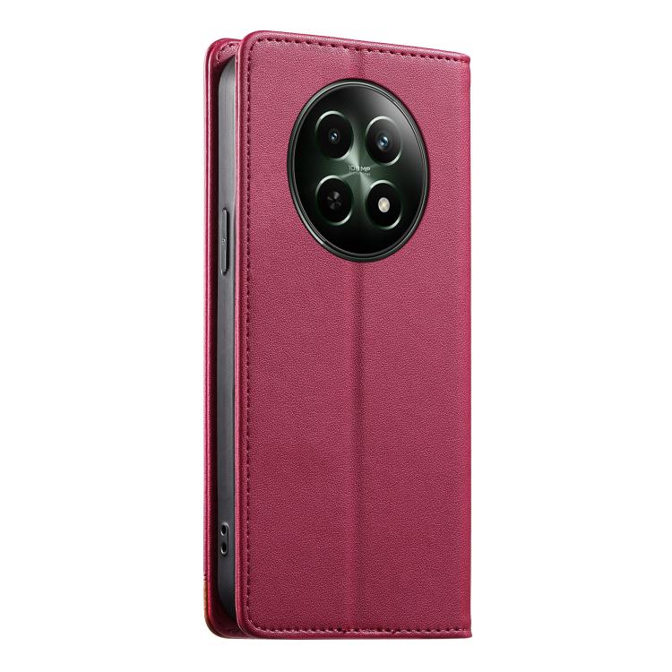 For Realme 12 5G / 12x 5G / C65 5G Dierfeng Splicing Strong Magnetic RFID Vegan Leather Phone Case