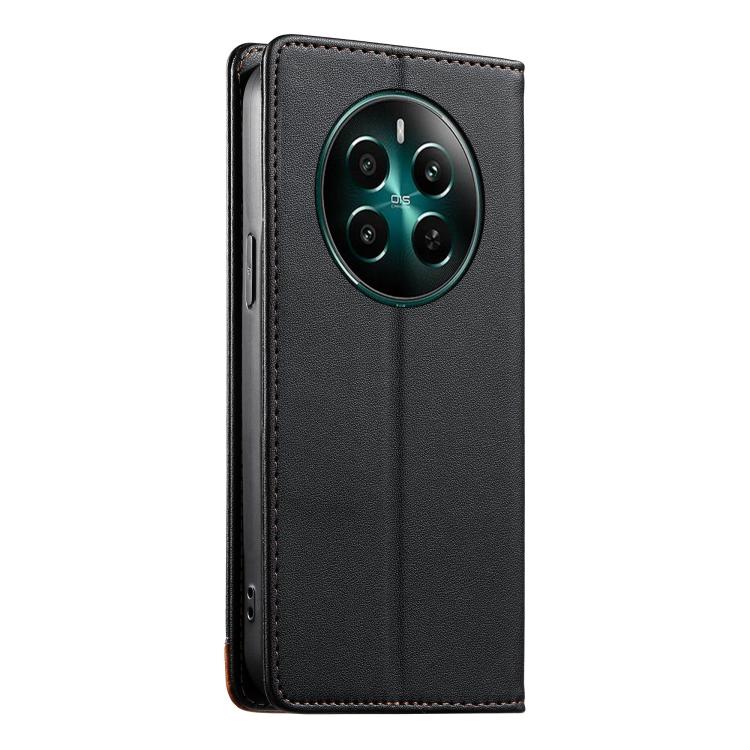 For Realme 12+ / Narzo 70 5G Dierfeng Splicing Strong Magnetic RFID Vegan Leather Phone Case